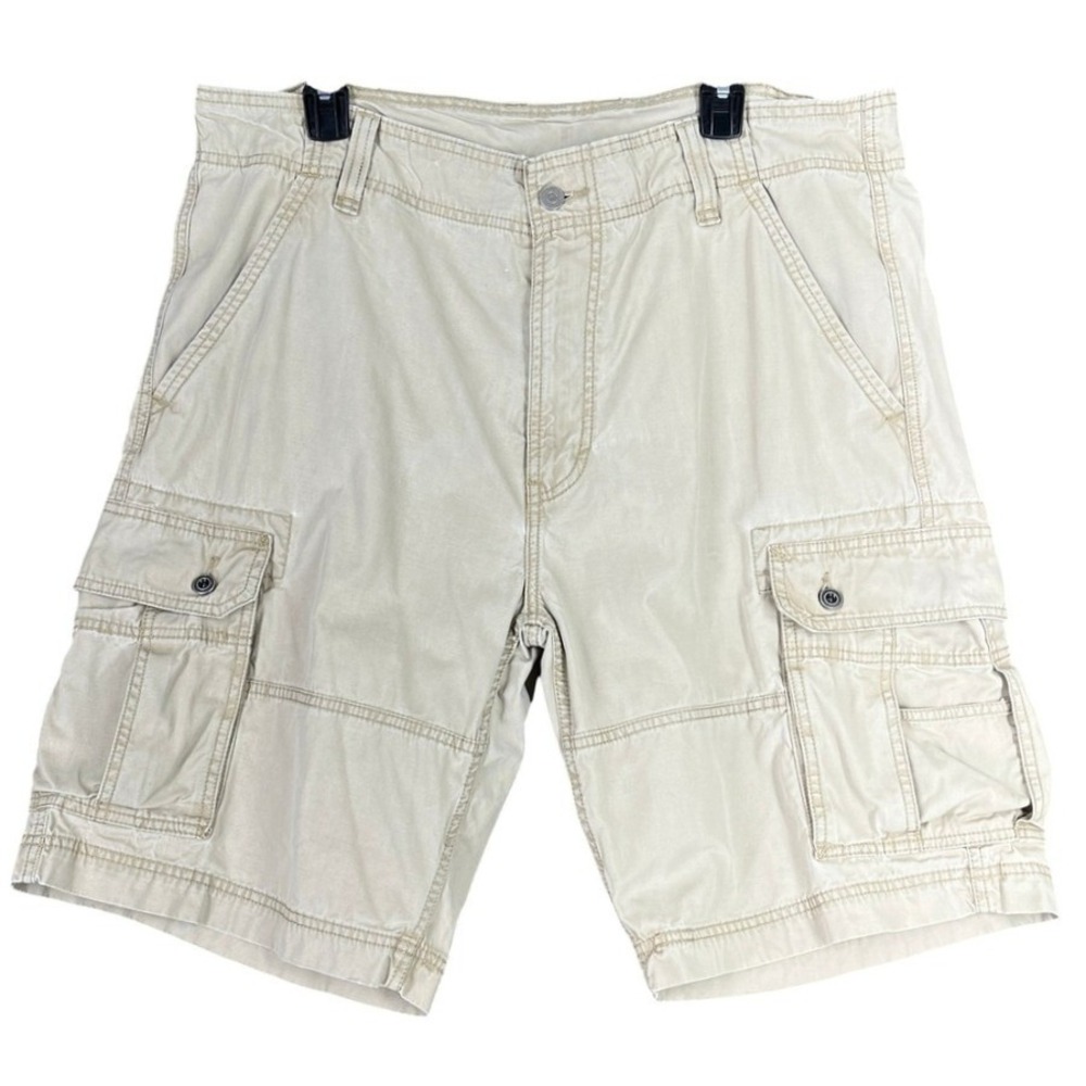 Levis Cargo Shorts Beige Cotton Casual Outdoor Utility Mens 38 Streetwear Skater